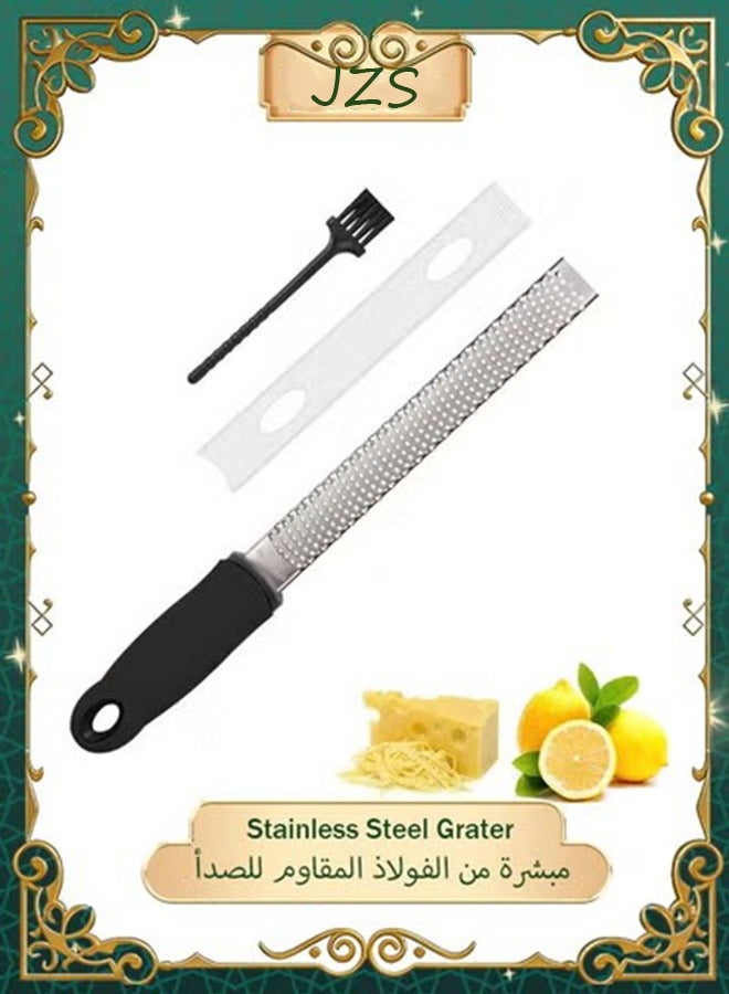 جيه زد اس مبشرة ليمون وجبن من JZS، مبشرة خضراوات متينة من الفولاذ المقاوم للصدأ لبشر البارميزان والحمضيات والزنجبيل وجوزة الطيب والثوم والشوكولاتة والفواكه، شفرة حادة للغاية مع غطاء واقٍ - Image 1